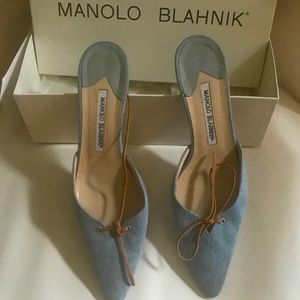 MANOLO WOMAN'S SHOES WASHED DENIM  SHOES